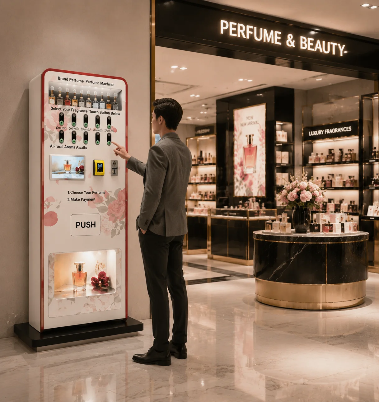 Perfume Fragrance Sale - FL香水自動販売機 上部スプレー下部販売 スマートLCDタッチ式自動芳香ディスペンサー ホテル、モール、クルーズ船向け