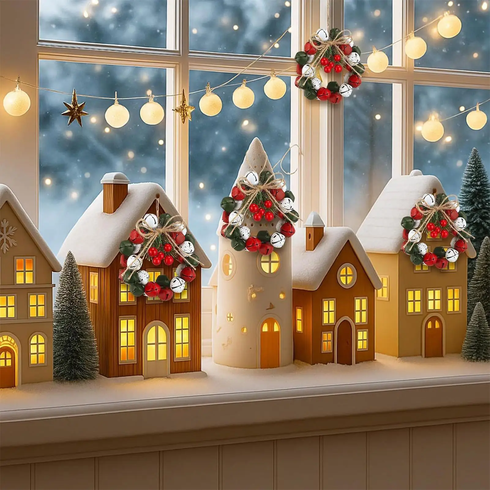 

Christmas Wreaths For Front Door 2.5 Inch Wreath Berry Bell Decorations Artificial Holiday Garland For Christmas Holiday