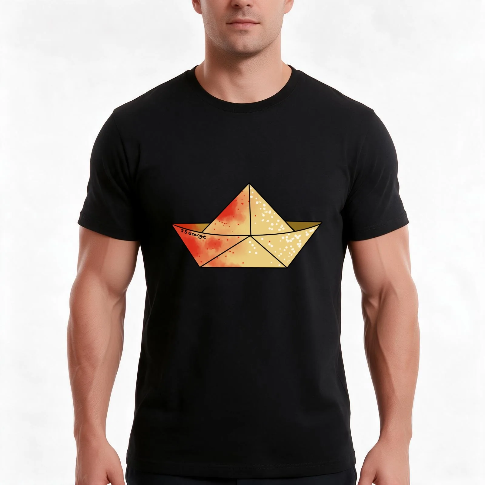 IT Georgie Denbrough's Paper Boat T-Shirt, Summer Casual Cotton Tee, Oversized Streetwear Tops, Vintage Graphic Print