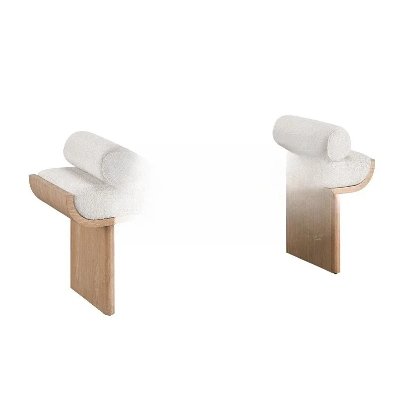 

Nordic creative solid wood bedside stool, simple lamb wool fabric shoe stool shopping mall