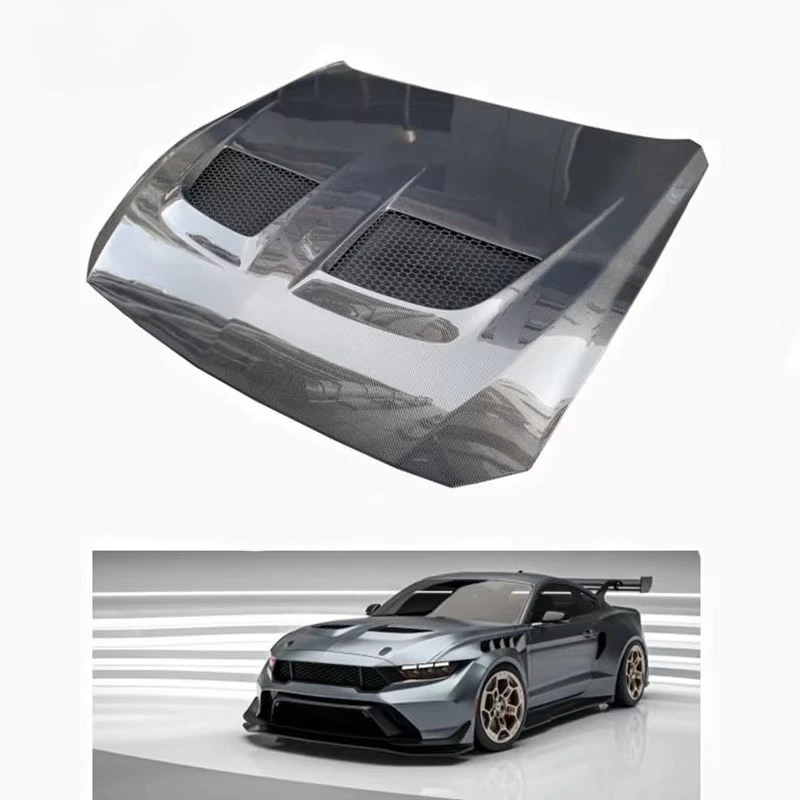 

2024+ for Mustang Hood Bonnet Real Carbon Fiber Bonnet Engine Hood