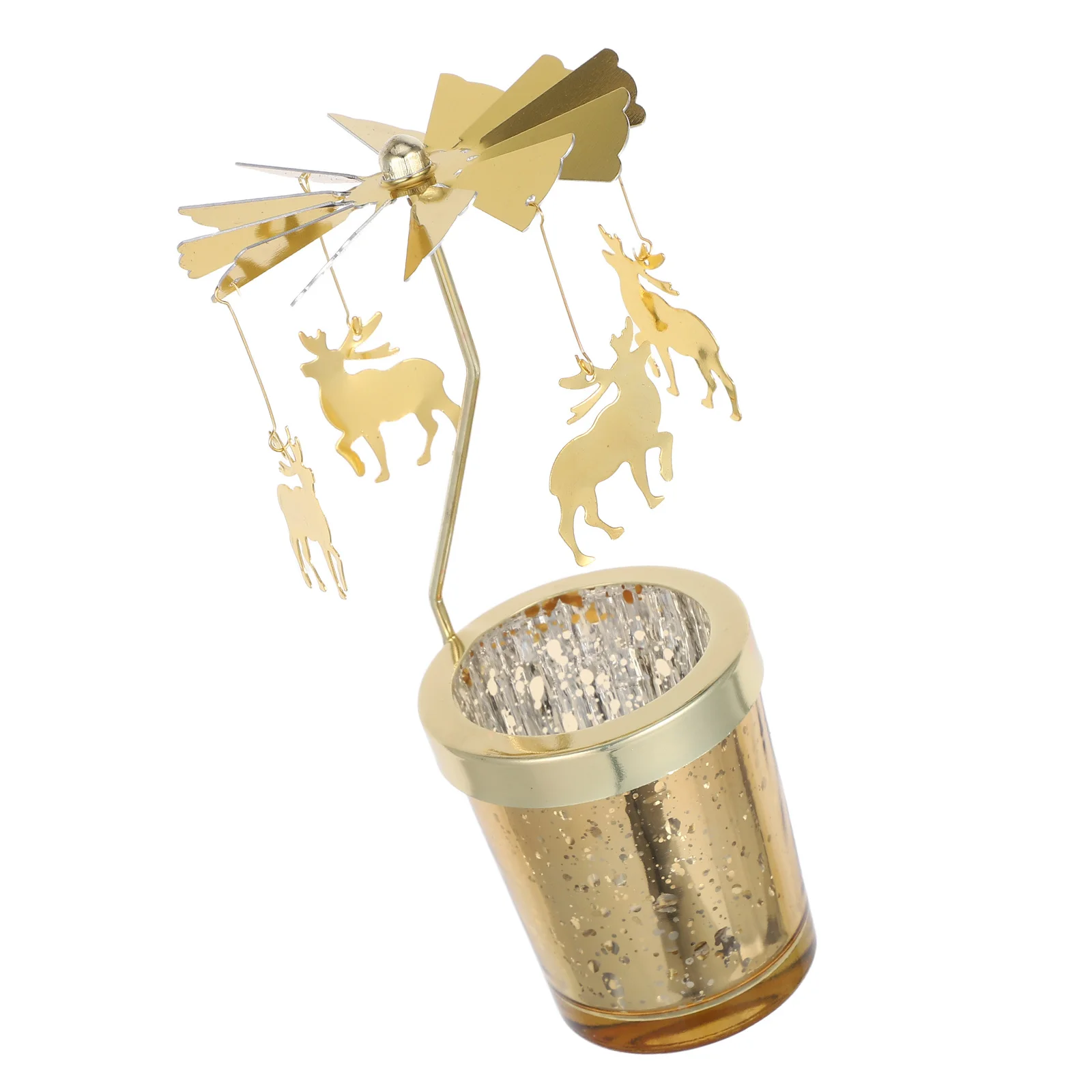 

Rotating Holder Fawn Golden Tealight Pillar Stand Tabletop Centerpiece Home Wedding Party Decoration