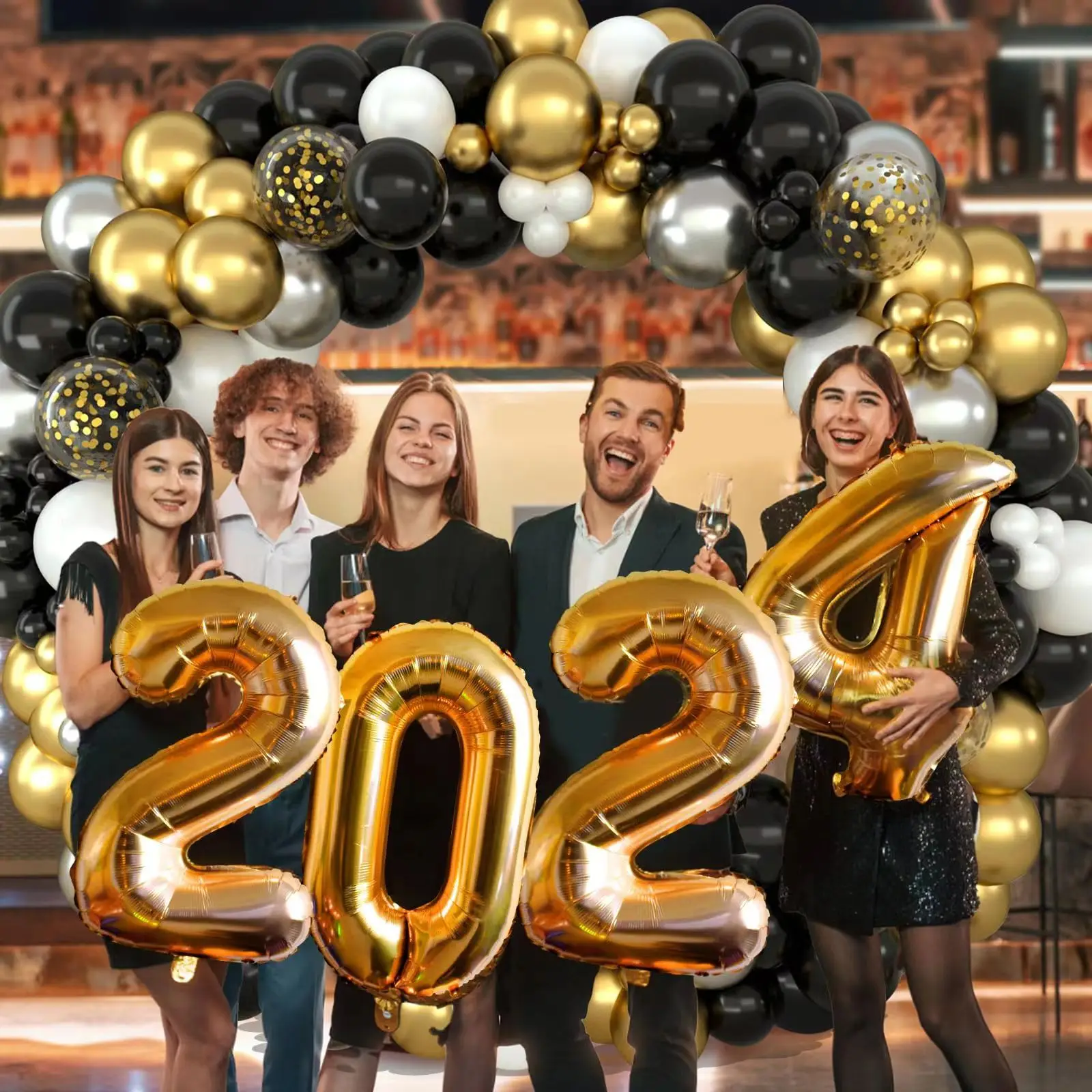 Black White Gold Silver Metallic Confetti Balloon Garland Arch Kit Kids Birthday Party Baby Shower Wedding New Year Decoration