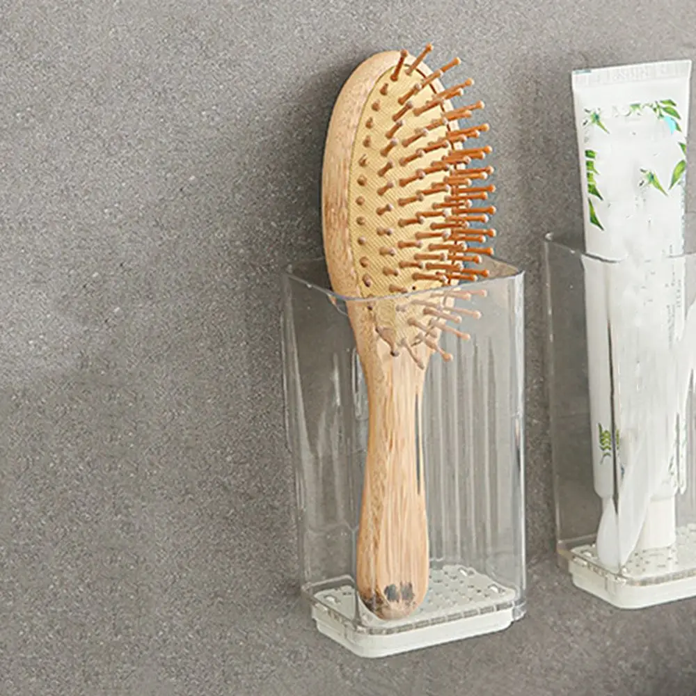 

Plastic Wall Mounted Chopsticks Tube Transparent Adhesive Tableware Storage Box Drainage Detachable Base Spoon Cutlery Organizer