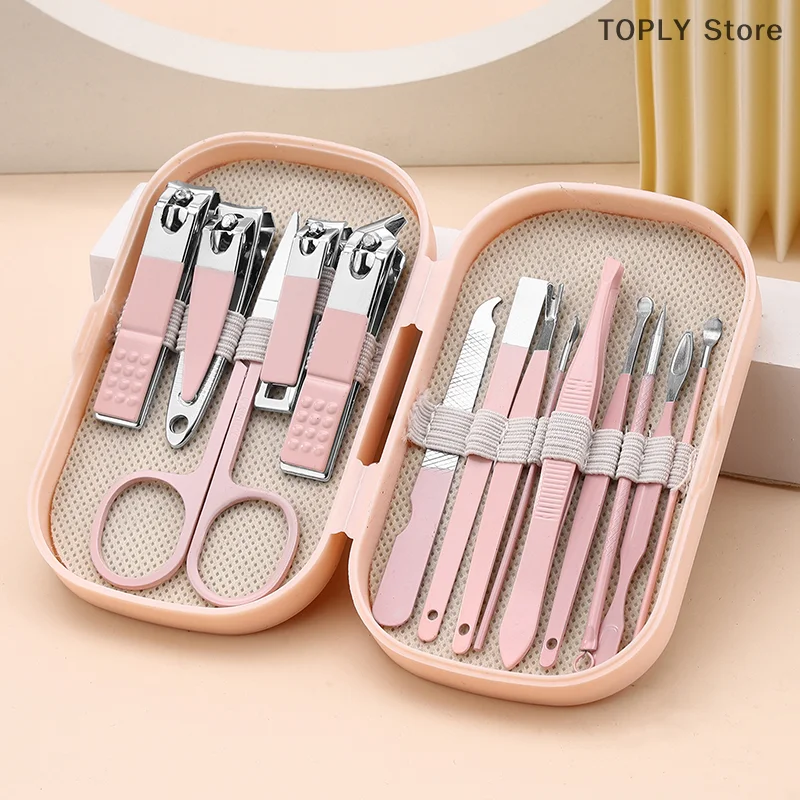 8/14/18pcs Nail Clipper Set Stainless Steel Manicure Pedicure Kit Portable Travel Case Earpick Nail File Tool Foot Cuticle Care