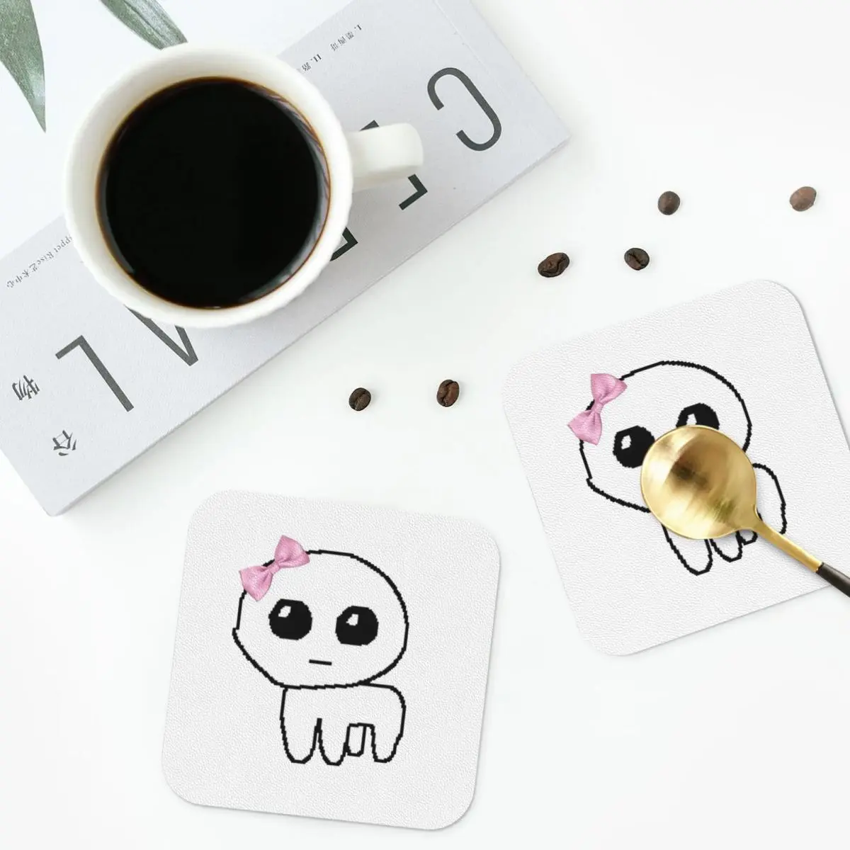TBH Autism Creature Meme Yippee Coasters PVC Leather Placemats Insulation Coffee Mats for Home Kitchen Dining Pads Set of 6
