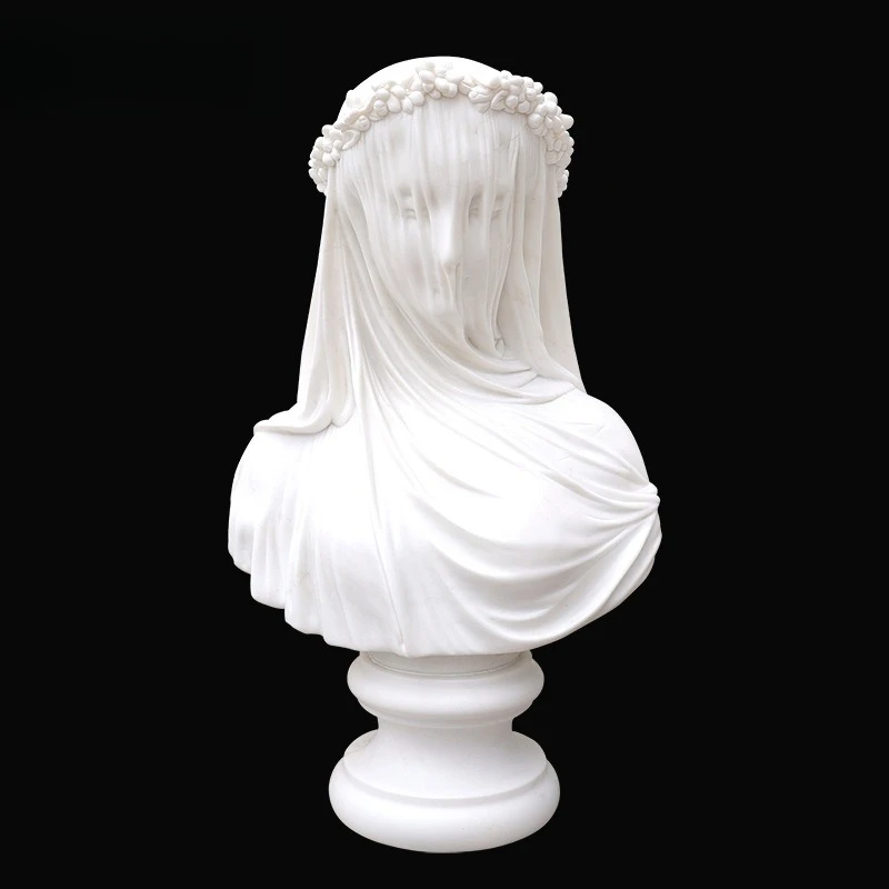 White marble veil bust figure statue western beautiful woman celebrity statue interior decoration ornament home spot