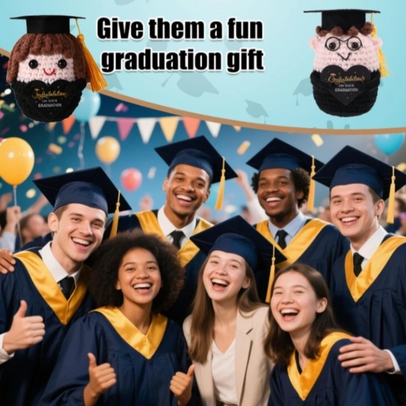 دمية دكتوراه مصنوعة يدويًا لموسم التخرج - لعبة قطيفة بمزاج إيجابي، رفيق عاطفي لطيف، هدية تخرج للطلاب #6