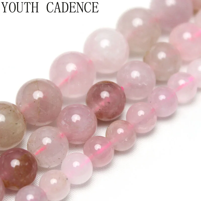 Natural A+ Pink Opal Quartz Crystal Beads Stone Round Loose Beads For Jewelry Making Diy Charm Bracelet Accessories 6 8 10mm 15