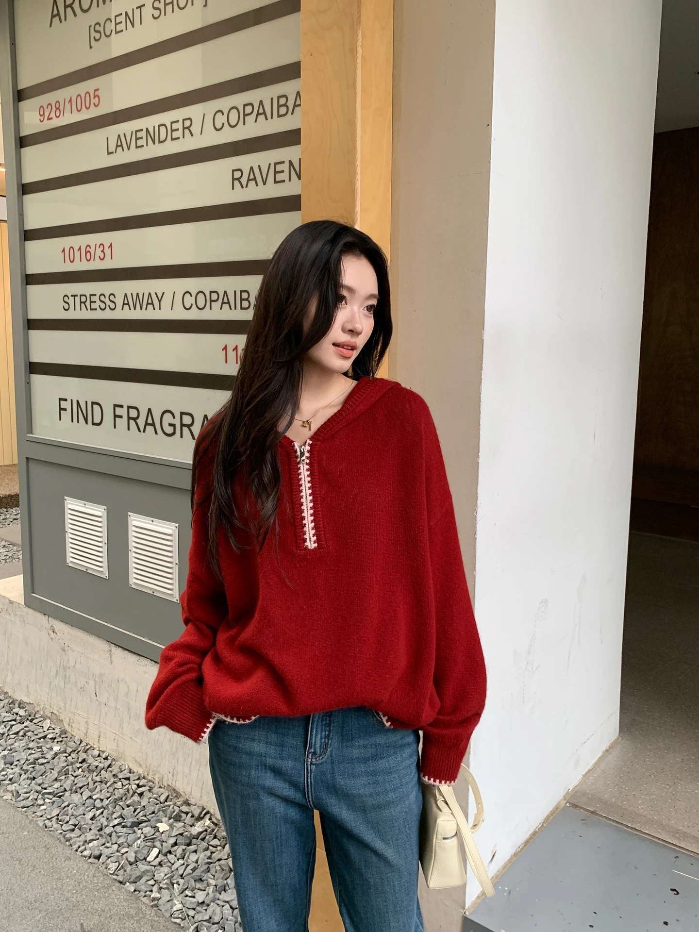 

Женский вязаный свитер Lao Yang's Personal ME с вышивкой, удлиненный, повседневный, свободного кроя, с капюшоном