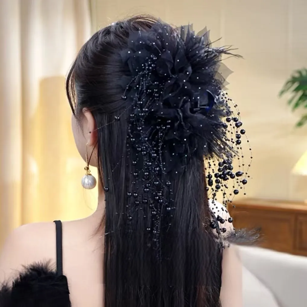 

Tassel Hair Clip,Butterfly Hair Clip for Women,Elegant Non-Slip for Party Daily Hairstyles,Hairs Bow Claws with Tassel Feathers