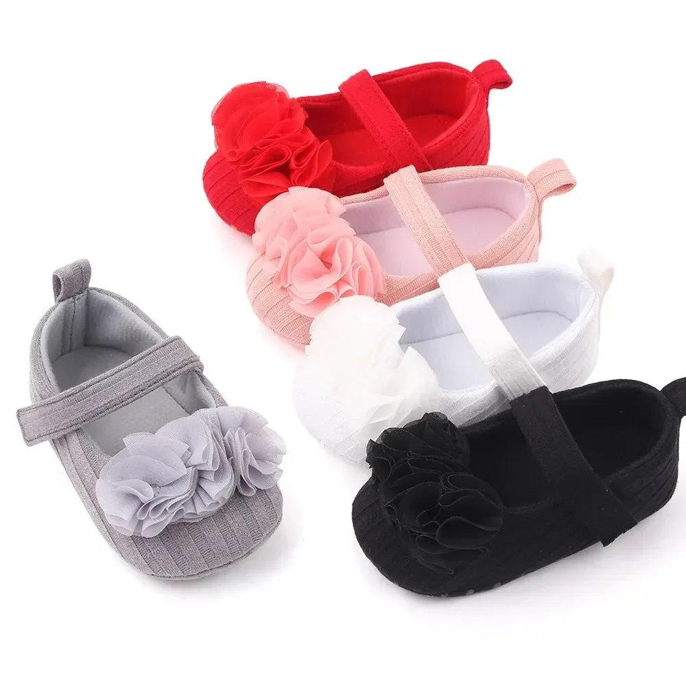 Meckior Cute Princess Baby Girl Shoes Flower Strap Cotton Soft Comfortable Toddler Girls Shoes First Walkers Outdoor Crib Shoes