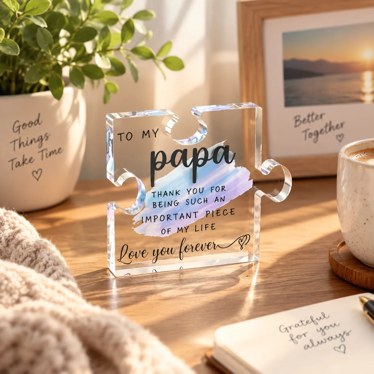 Father's Day Dad Gifts - Grandchildren's Dad Gifts - Dad Christmas, Grandchildren Birthday Gifts - Dad Puzzle Decoration Centerpieces