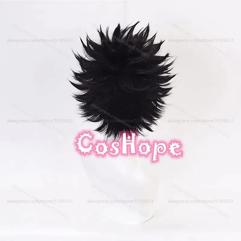 Peluca de Cosplay MHA Dabi para hombre, peluca negra corta y esponjosa Kamijou Touma, pelucas de Cosplay de Anime, pelucas sintéticas resistentes al calor