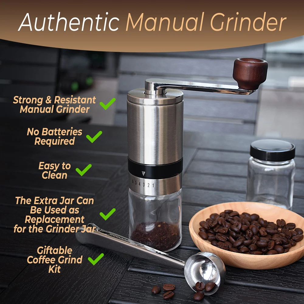 Manual Coffee Grinder Portable Espresso Grinders With Ceramic Burr Hand Grinder Coffee Mill For Turkish Drip Coffee French Press