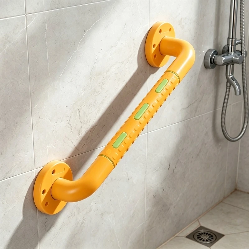 02DC Bathroom Grab Bar with Metal Inner Tube, Covered Textured Grip, Low-Light Locating Markers, and Two Wall-Mount Bases