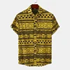 Retro Geometric Texture 3D Print Hawaiian Shirt Men Summer Short Sleeves Tops Beach Harajuku Street Lapel Blouse Male Clothes