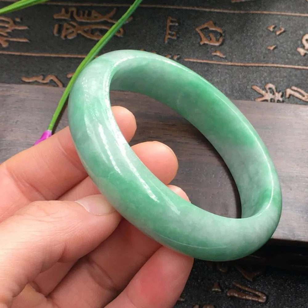 

Natural Burmese Jadeite Bean Green Bracelet Beautiful Fashion Jewelry 56-62mm B0026