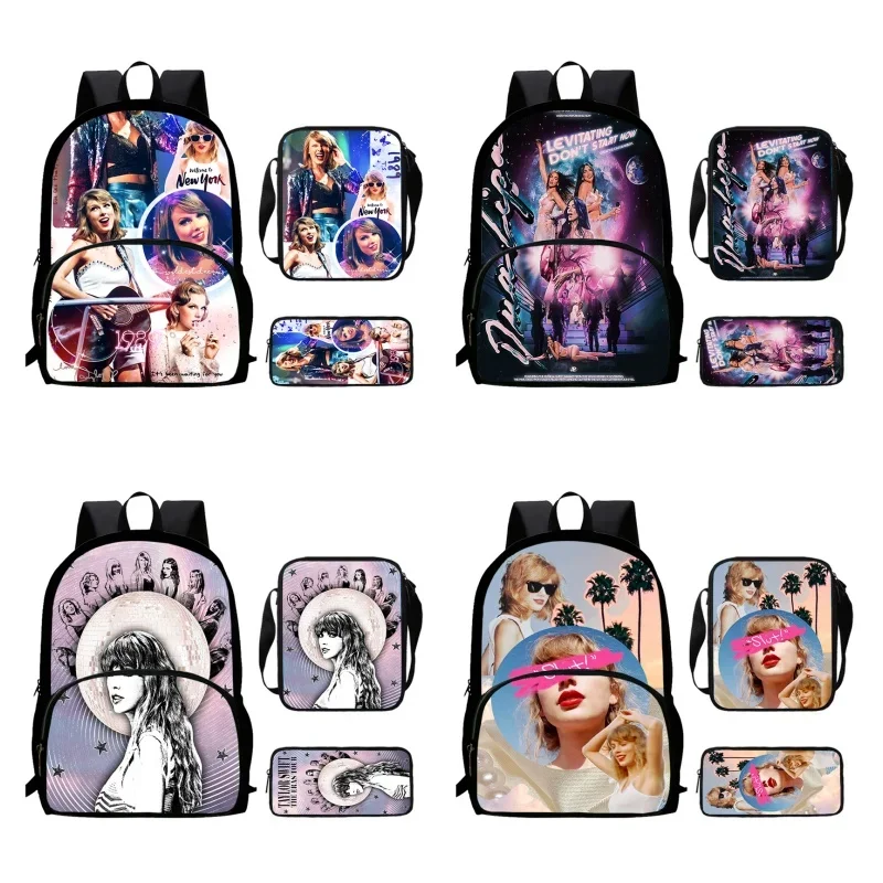 Cartoon Taylor Swift Child School Bags with Front Pocket,Shoulder Bags,Pencil Bags for Aged 5-10 Anime School Backpack BoysGirls