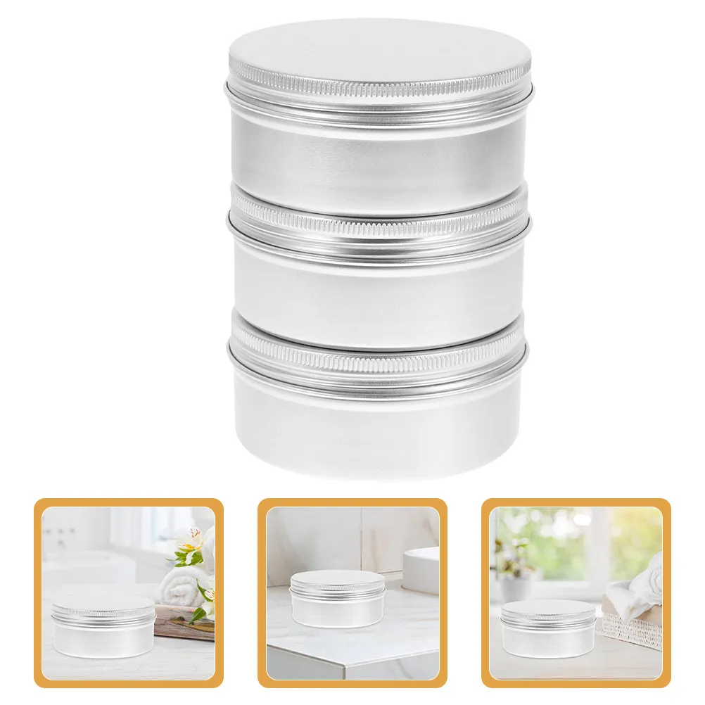 3Pcs Aluminum Soap Boxes Round Empty Storage Lidded Containers Refillable Small Metal Cans for Cosmetics Cream Candy Craft