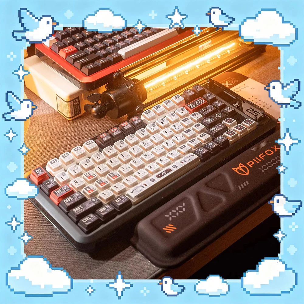 PIIFOX HDL-XJMH PC Keycaps PBT Transparent Five Sided Thermal Sublimation Keyboard Keycaps Transparent Customization Accessories