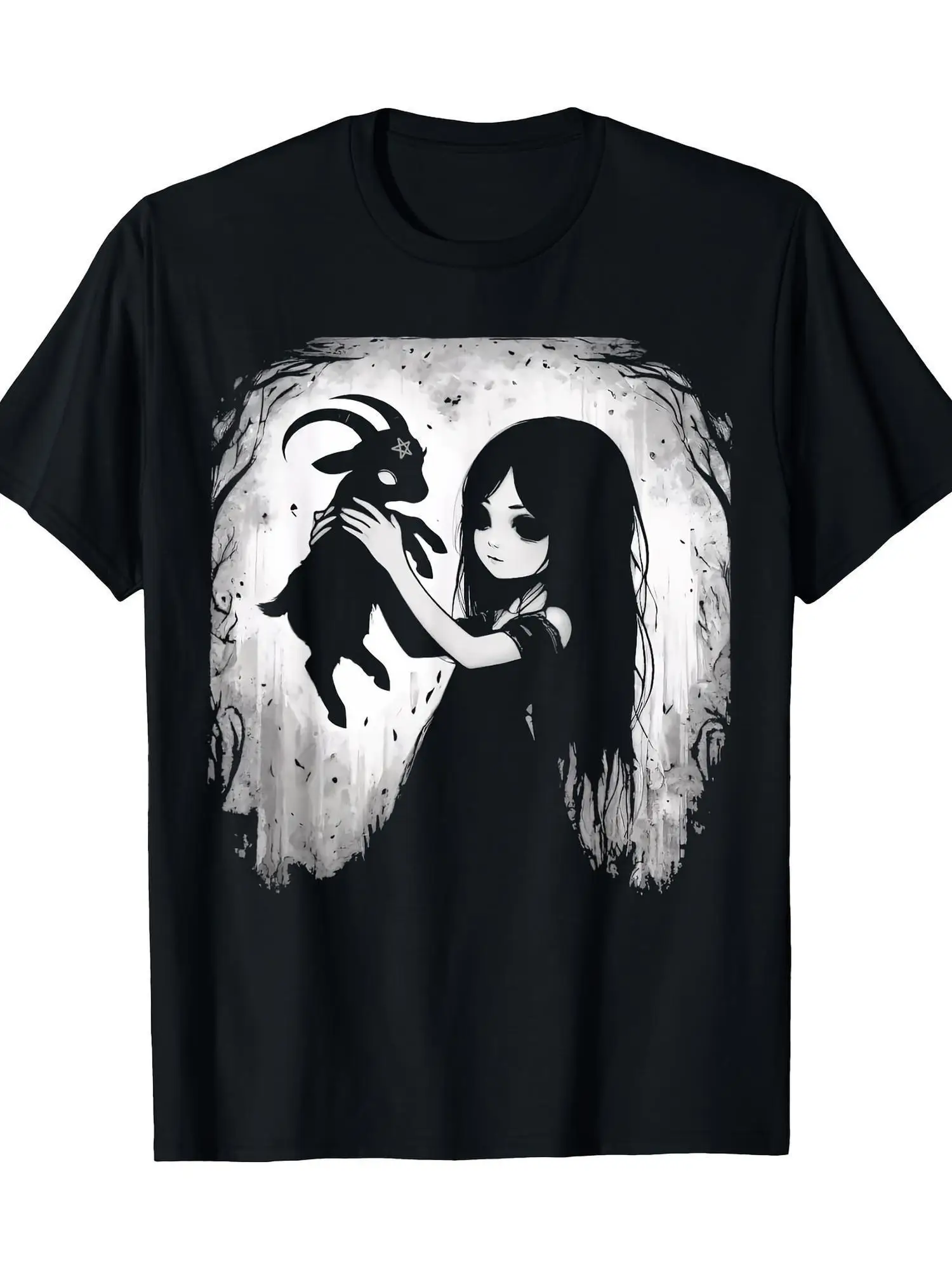 

Футболка Black Goat Demon Baphomet Satanic Goth Dark Alt Aesthetic-100% хлопок