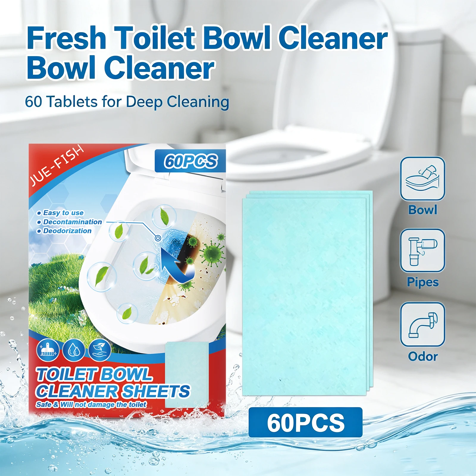 Toilet Bowl Cleaner Sheets Dissolvable Toilet Cleaning Paper Decontamination Deodorization Household Bathroom Cleaning Supplies