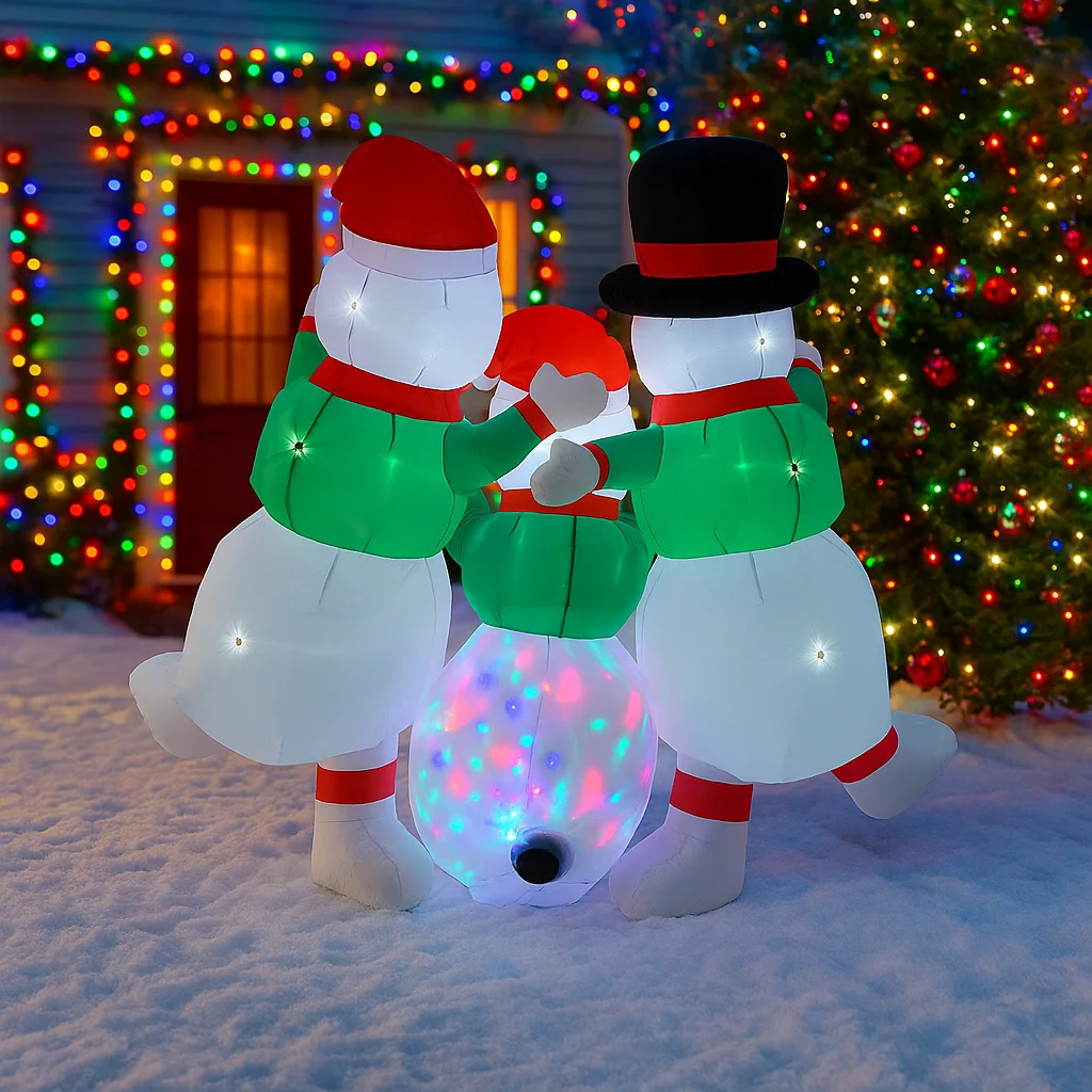 2.4 متر/7.8FT نفخ ثلج الأسرة أضواء خارجية LED ديكورات المنزل اللعب ساحة عيد الميلاد الحلي في الهواء الطلق نفخ الزينة #5