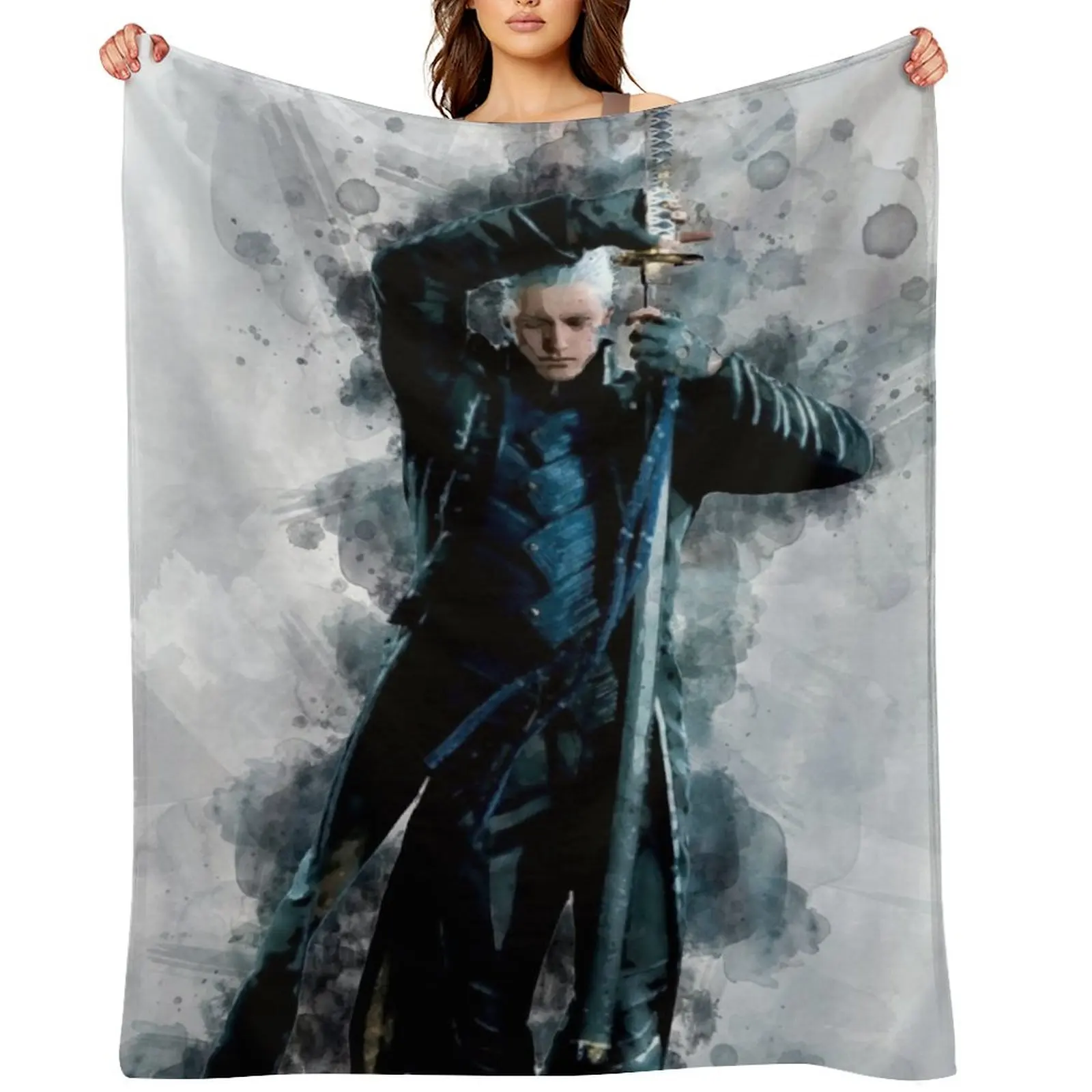 

DMC - Vergil watercolor Throw Blanket manga For Sofa Thin Beach Nap Blankets