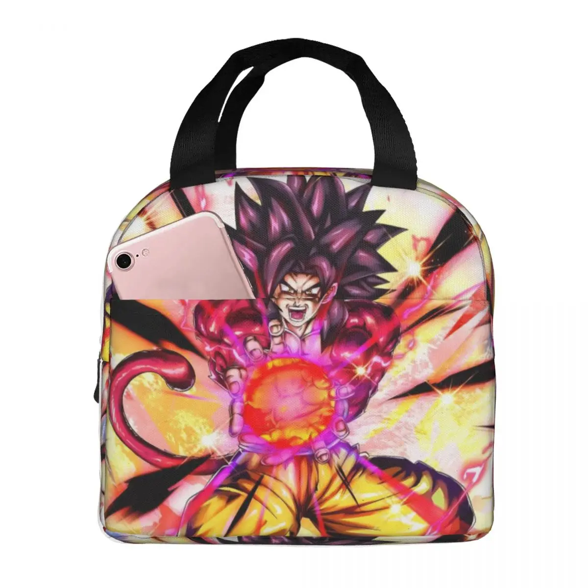 

DBZ Dragon Red Super Saiyan Ball Goku Insulated Lunch Bags Thermal Bag Lunch Container Anime Large Tote Lunch Box Men Beach