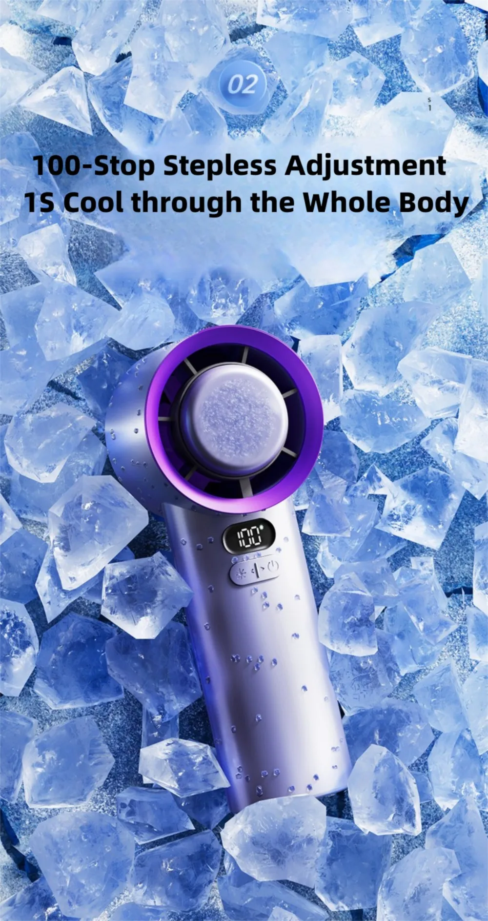 Handgehaltener Luftkühlungs-Mini-Turbo-Jet-Ventilator 4000mAh 100 einstellbare Geschwindigkeiten Tragbarer Eiskompressions-Ventilator für schnelle Kühlung im Freien – Detail 21