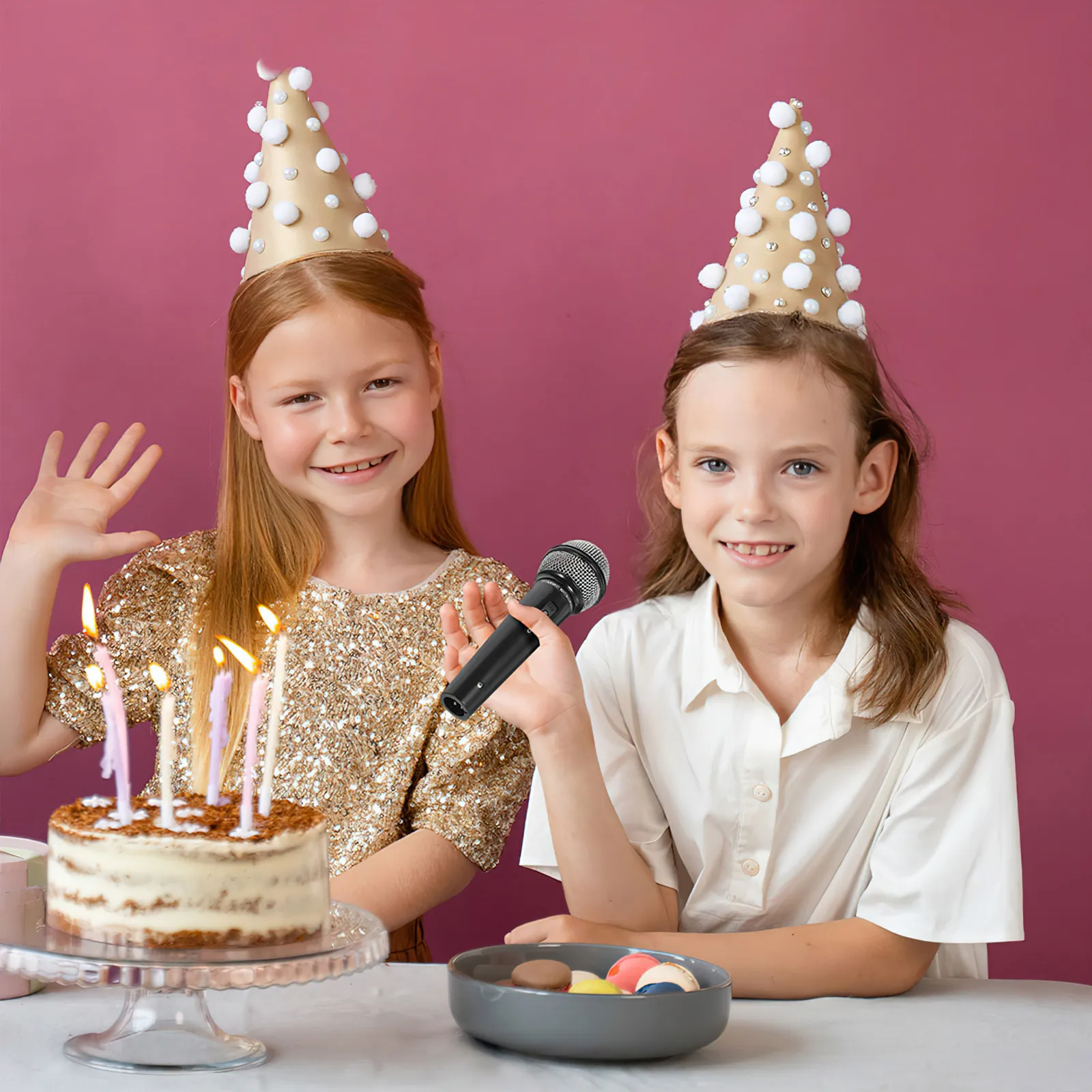 2Pcs High-Quality Wear-Resistant Plastic Simulation Microphone for Kids Pretend Play Stage Party Cosplay Photo Prop Lightweight