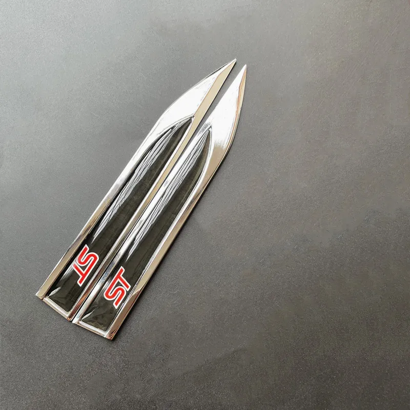 1Pair 3D Metal ST Logo Side Fender Car Sticker Emblem For Ford Focus 2 Focus 3 FIESTA Kuga FUSION ESCAPE EDGE Badge Car Styling