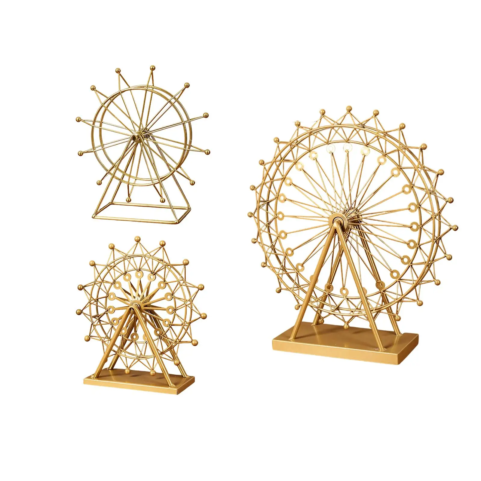 Sky Wheel Model Metal Crafts Gold Rotatable Sculpture Table Decoration for Office Living Room Decor