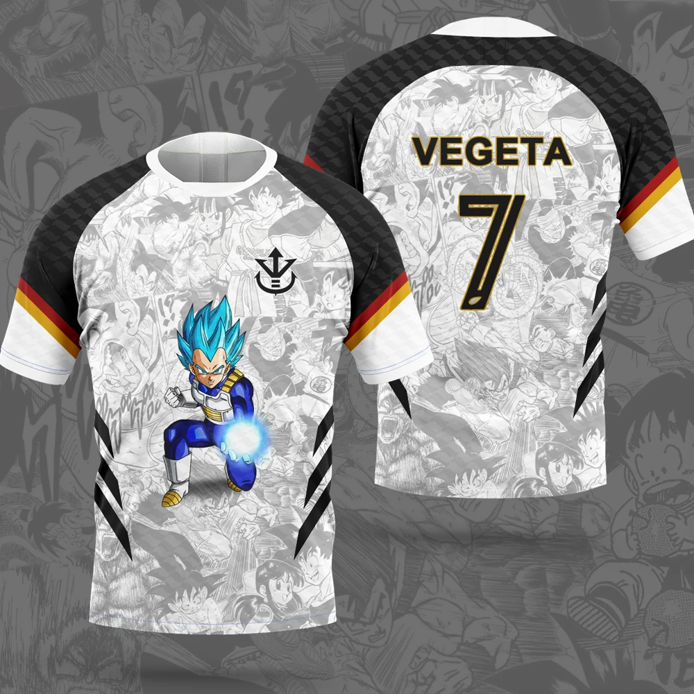 لعبة دراغون بول جوكو فيغيتا كرة القدم للرجال جيرسي صيف 2025 جديد المرأة تي شيرت الكرتون اليابان أنيمي ملابس الأطفال المحملة القمم