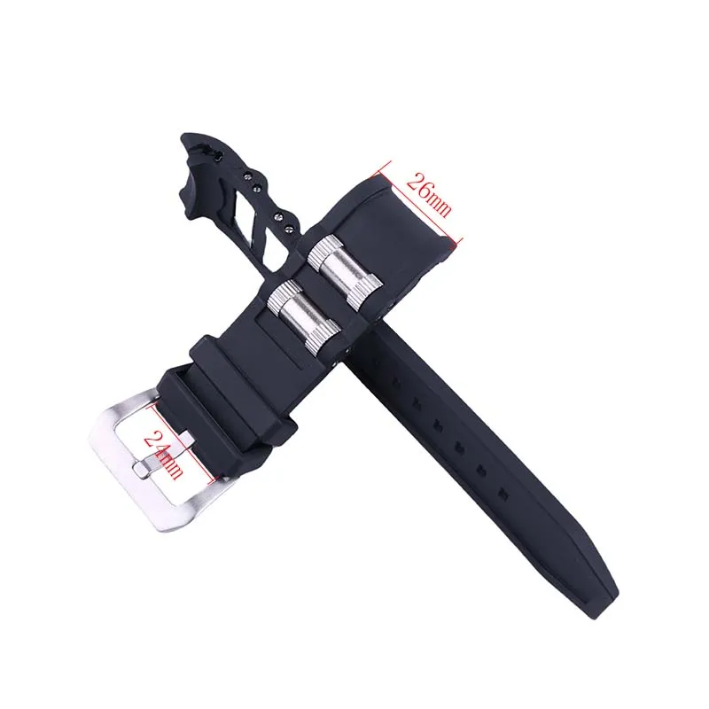 Men\'s watch strap accessories compatible for Invicta Russian Professional Diver rubber watch band metal particle bracelet 26mm