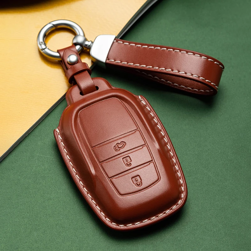 Toyota Key Case for Highlander, Crown, Harrier, Prado, RAV4, Sienna, Alphard - Genuine Leather Cover with Buckle