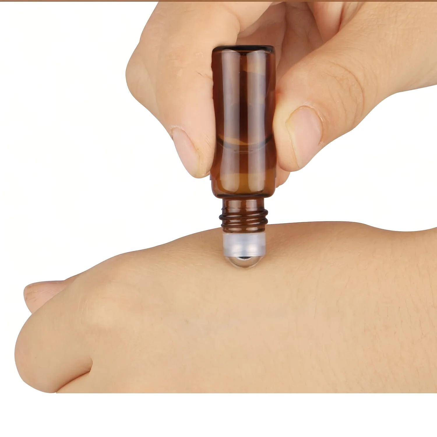 5/10 قطعة 5/10 مللي العنبر الزجاج لفة فارغة على زجاجات إعادة الملء عينة اختبار قوارير الزيت العطري مع حاوية السائل الكرة الدوارة