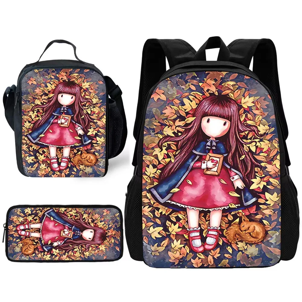 Cute Santoros G-gorjusses Child School Backpack with Lunch Bags ,Pencil Bags ,School Bags for Boys Girls Best Gift