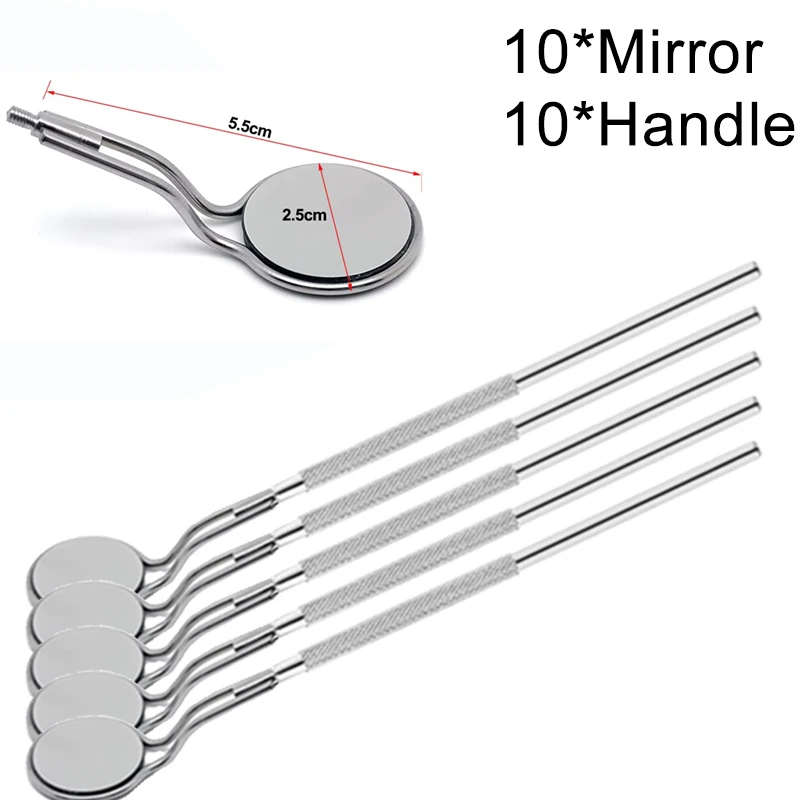 

10 шт., стоматологическое зеркало для рта, двухстороннее противотуманное средство для повторного использования-отражатель с родиевым покрытием для стоматологической клиники, инструмент для осмотра полости рта