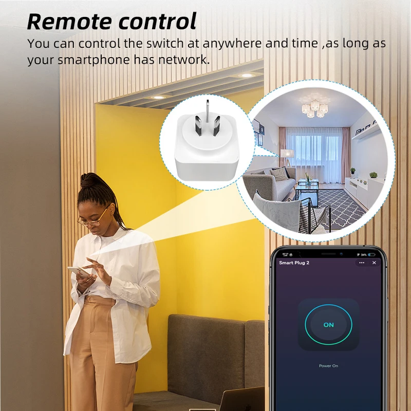 AU Новая Зеландия Plug Tuya Smart WiFi 16A Приложение Монитор Потребление электроэнергии Размер Дистанционное управление ВКЛ. ВЫКЛ Работает с Google Home Alexa