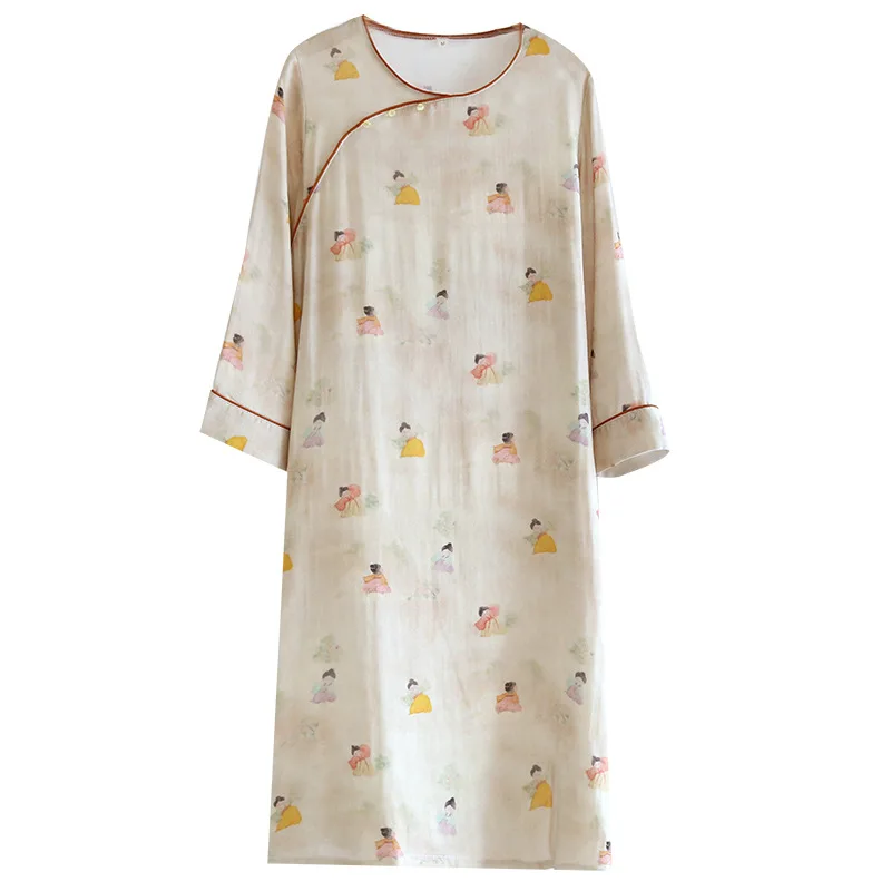 New Chinese Style Ancient Style Sleeping Dress For Women Spring Summer Thin Chinese Style Hanfu Long Loose Fitting Home Dress