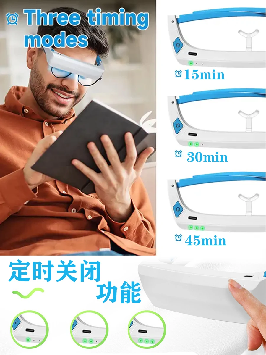 blue light wearable built-in battery led light anti motion sickness medical therapy glasses SAD Phototherapy glasses