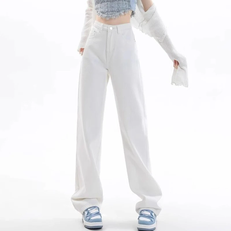 

Лидер продаж, женские классические модные прямые джинсы, женские тонкие джинсовые брюки с высокой талией, корейские облегающие повседневные брюки для девочек