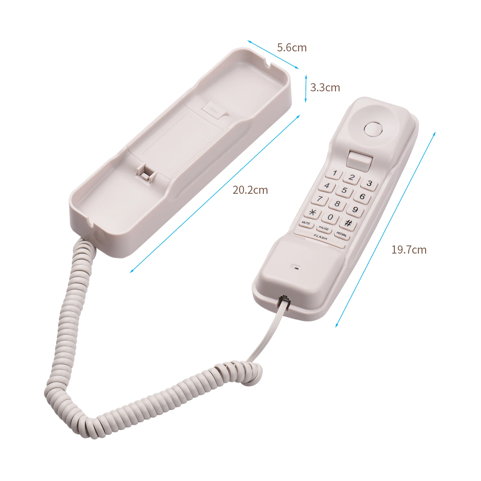 Corded Phone Desk Landline Telephone Wall Mount Fixed Support Redial/Flash/Pause/Mute for Home Office Company Hotel Cafe Bar