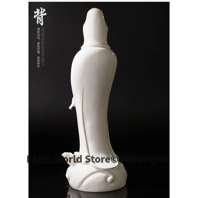 44CM Large ASIA HOME efficacious Talisman Family Protection Bless safety handmade TOP white Chinaware GUAN YIN Buddha statue