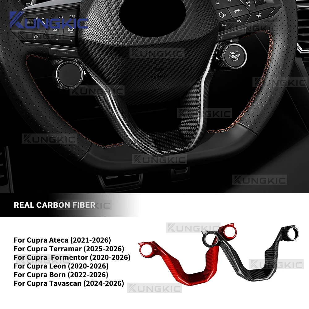 Real Dry Carbon Fiber Trim Voor Seat Cupra Formentor/Cupra Leon (2020 2021 2022 2023 2024 2025 2026),Cupra Ateca (2021-2026),For Cupra Terramar (2025-2026) Auto Stuurwiel Frame Decor - afbeelding 2