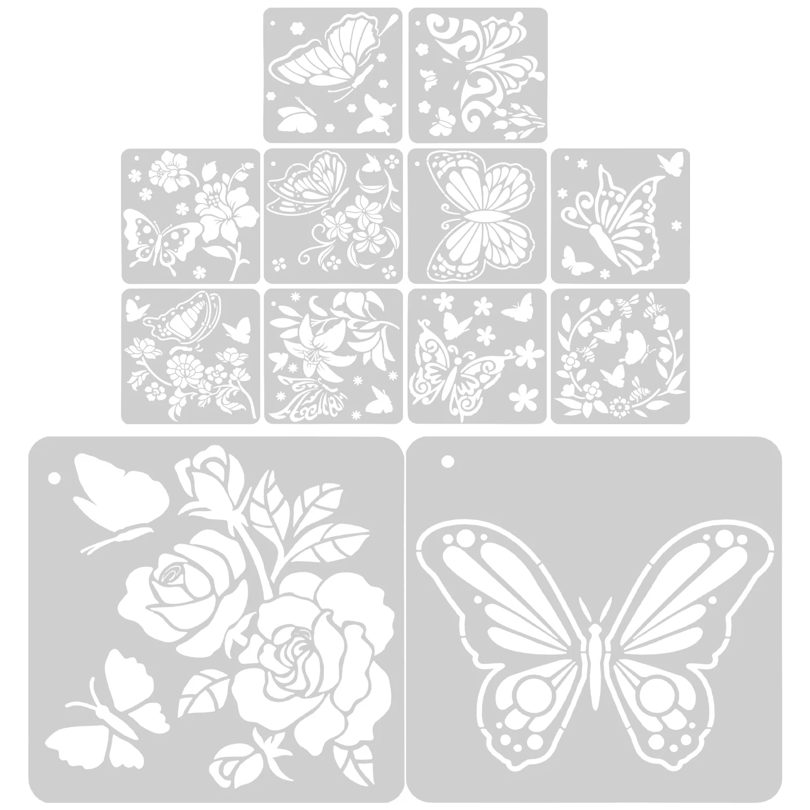 12 Sheets Painting Template Stencils for on Canvas Graffiti Templates Wood Sign Drawing Butterfly Small Large Decorative Wall