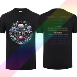 2024 Men T Shirt Casual Cold.Play Australia Tour 2024 Music of The Spheres T-shirt Graphic Summer Short Sleeve 100% Cotton S-3XL