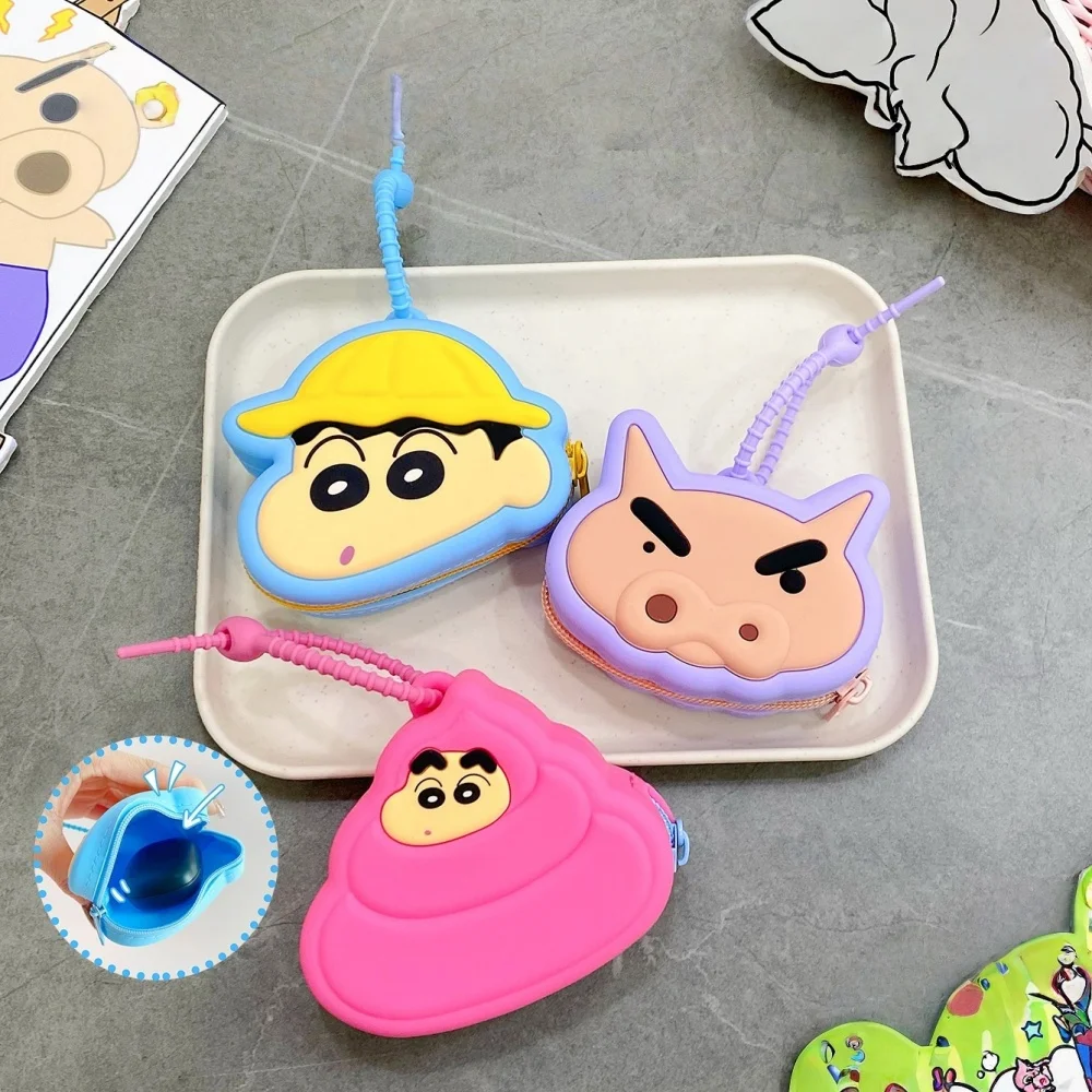 

Crayon Shin-chan Keychain Wallet Silicone Coin Purse Earphone Organizer Data Cable Organizer Bag Birthday Gifts